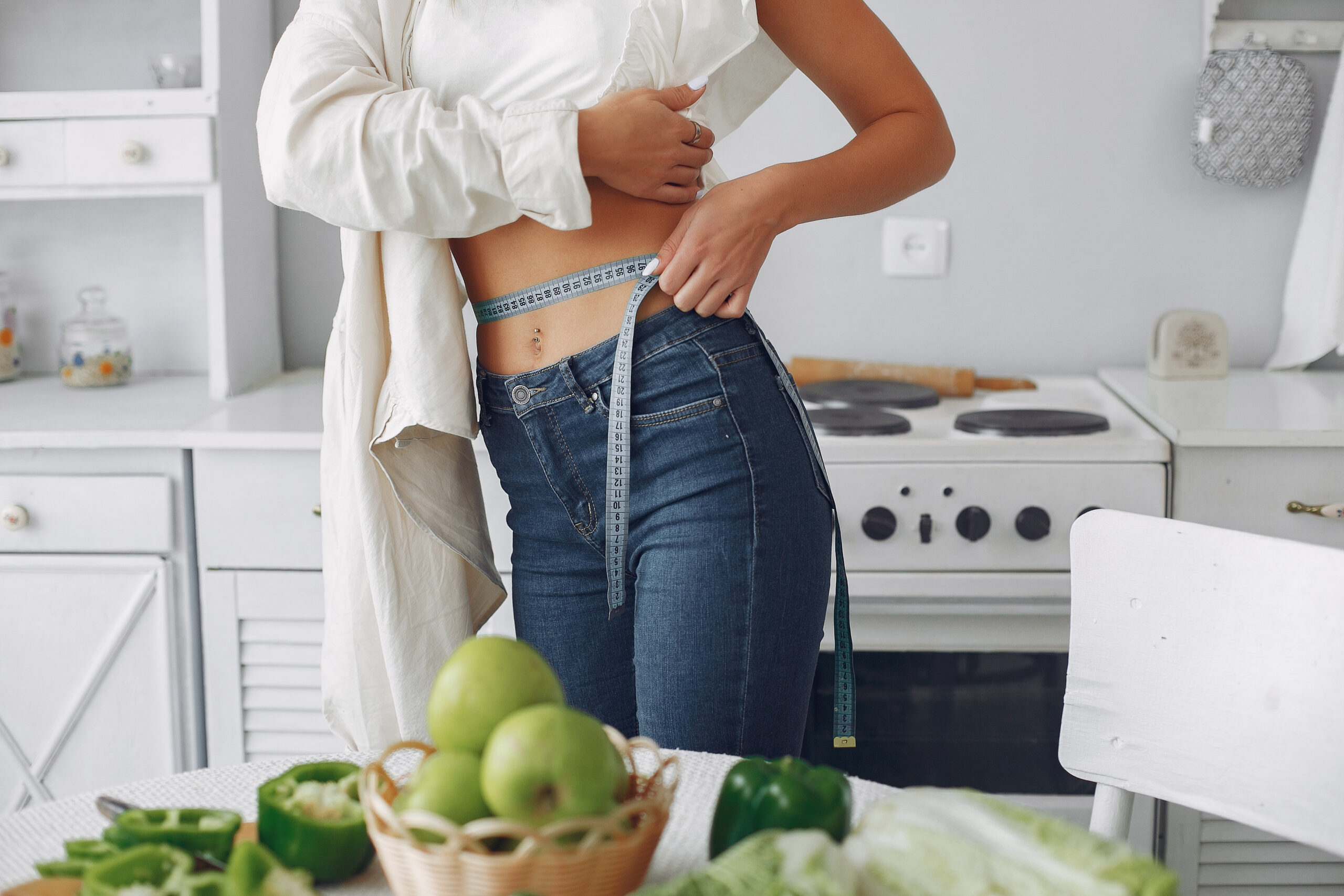 Healthy eating. Dieting and people concept. Blonde with a vegetable.